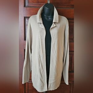 XL Collection By Cherokee Womens Size XL Tan Beige Open Front Cardigan Sweater